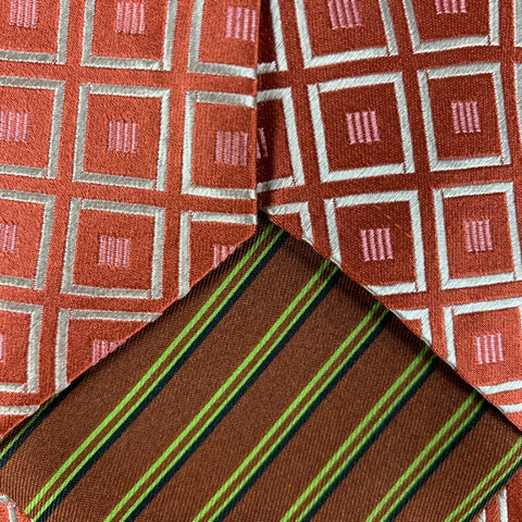 VINTAGE Orange Print Silk Tie