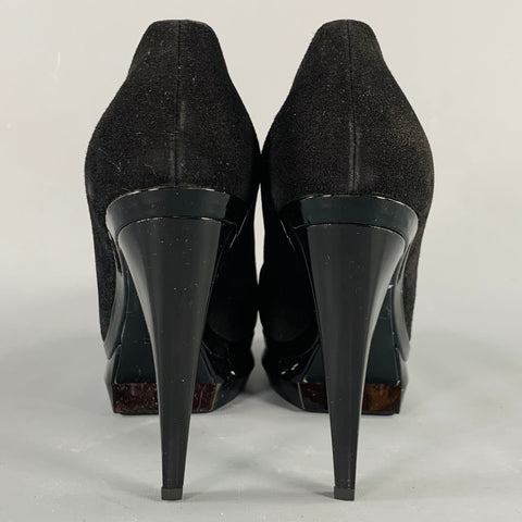 GIANFRANCO FERRE Size 9 Black Suede Platform Pumps
