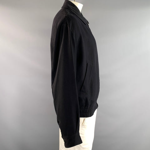 ERMENEGILDO ZEGNA Size L Black Viscose Silk Blend Pointed Collar Jacket