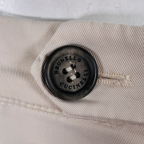 BRUNELLO CUCINELLI Size 36 Beige Stone Cotton Blend Flat Front Casual Pants
