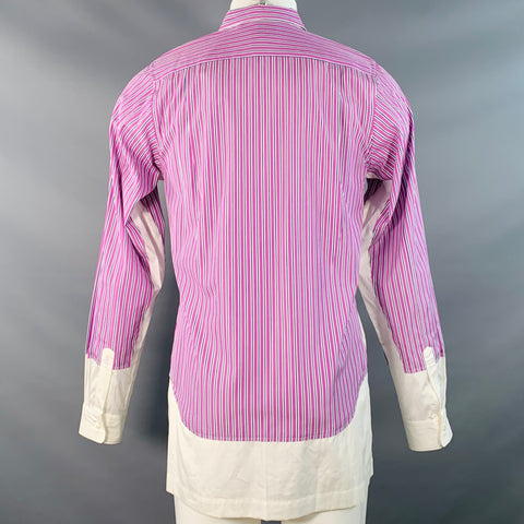 COMME des GARCONS HOMME PLUS Size M Purple White Stripe Cotton Long Sleeve Shirt