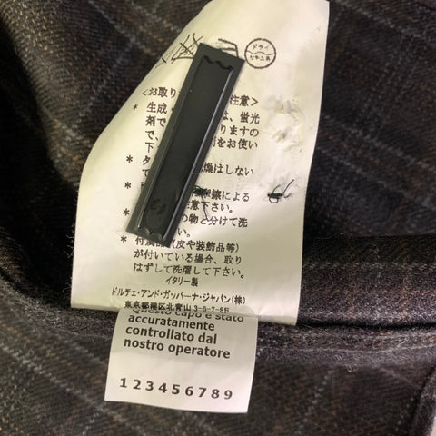 DOLCE & GABBANA Size M Black Brown Plaid Wool Silk Long Sleeve Shirt