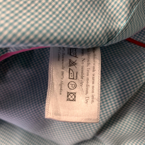 ETON Size 40 Green White Gingham Cotton Button Up Long Sleeve Shirt