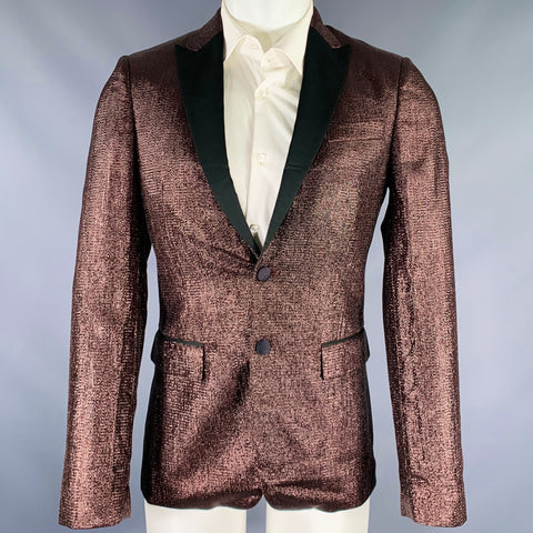 ROBERTO CAVALLI Veste de Sport Tuxedo Métallique Noir Violet Taille 36