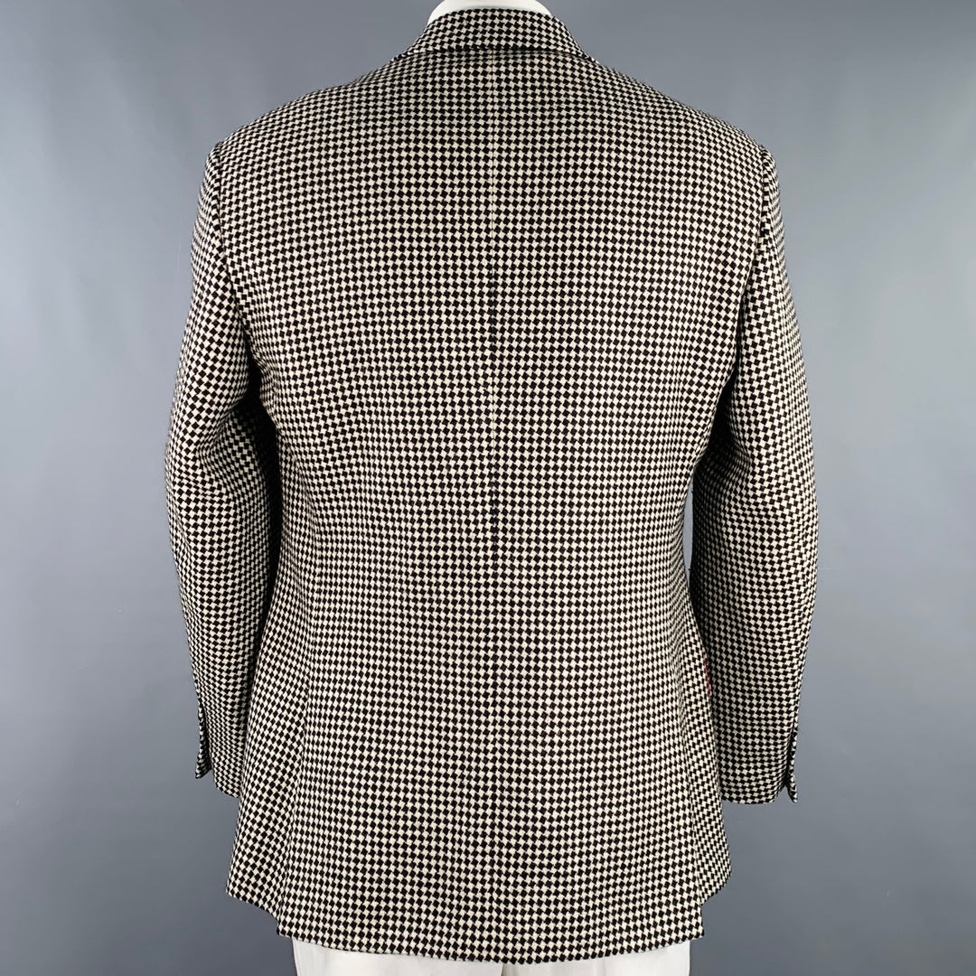 MOSCHINO Size 42 Black White Checkered Wool Notch Lapel Sport Coat