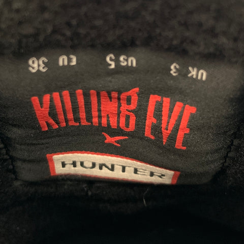 KILLING EVE x HUNTER Size 5 Limited Edition Black Nylon Pull On Boots
