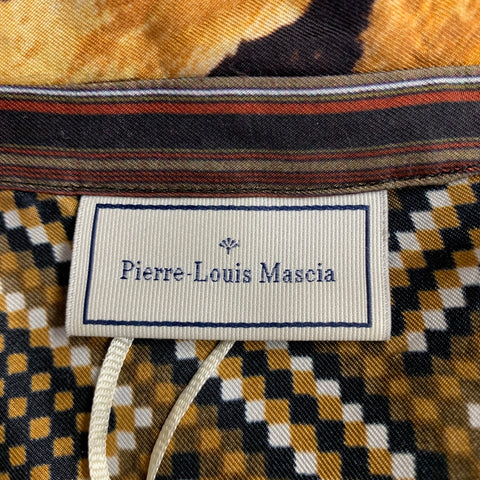 PIERRE-LOUIS MASCIA Size XS Brown Tan Animal Print Silk Short Sleeve Shirt