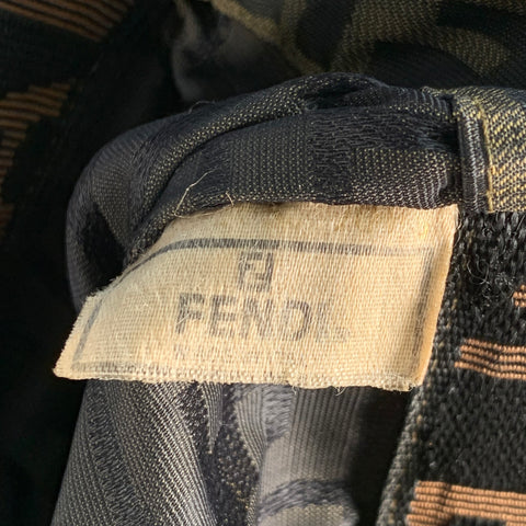 FENDI Brown Beige Monogram Nylon Foldable Tote Handbag