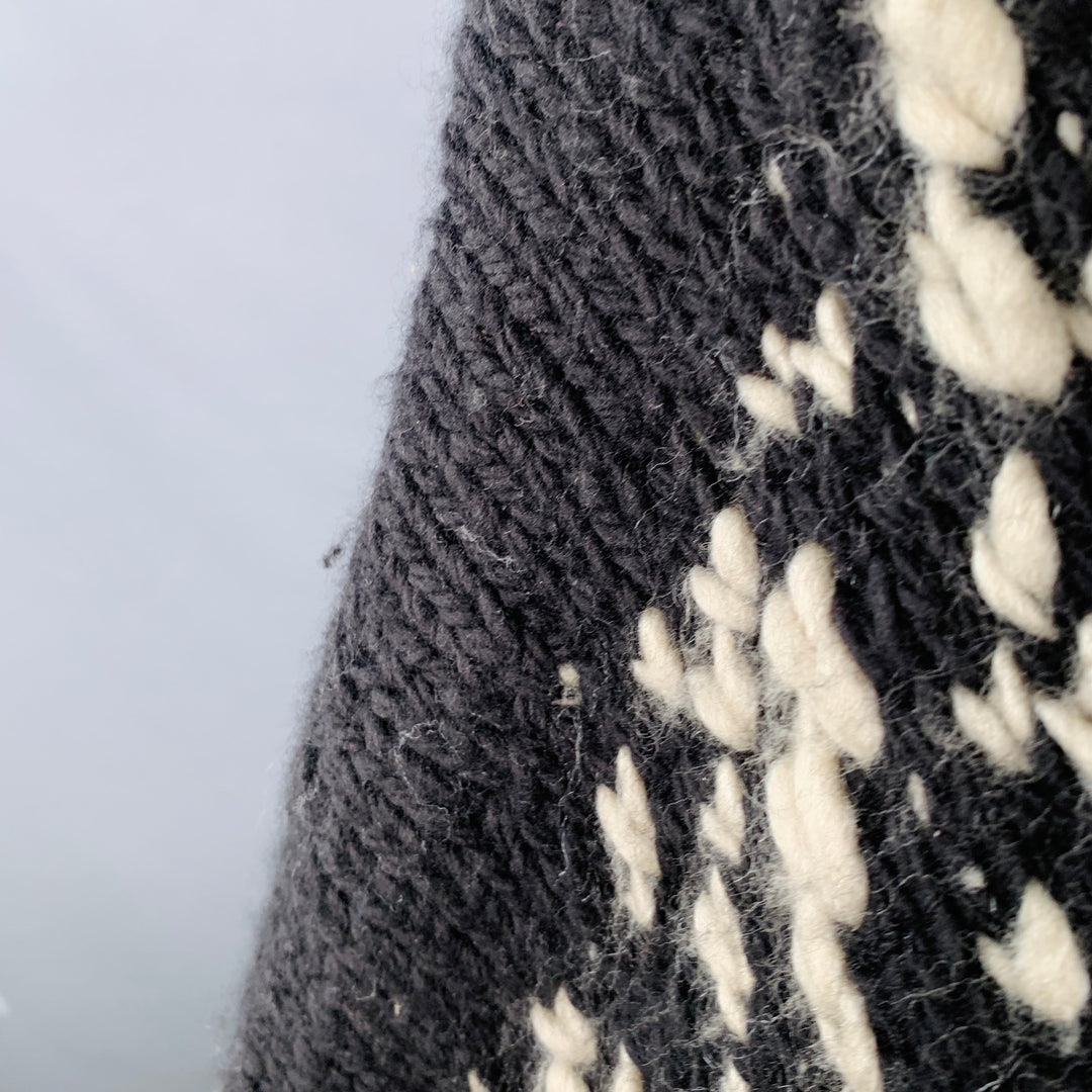 STELLA McCARTNEY Size S Black Grey Wool Silk Ombre Chunky Knit Zip Up Coat