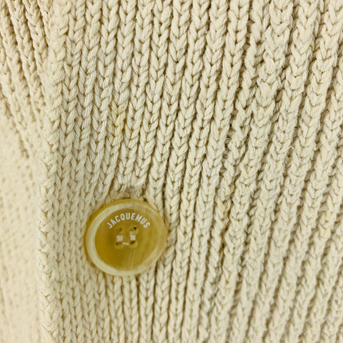 JACQUEMUS Taille XL Cardigan surdimensionné en mélange de coton côtelé jaune crème