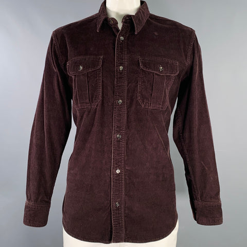 FILSON Size L Brown Corduroy Cotton Two Pockets Long Sleeve Shirt