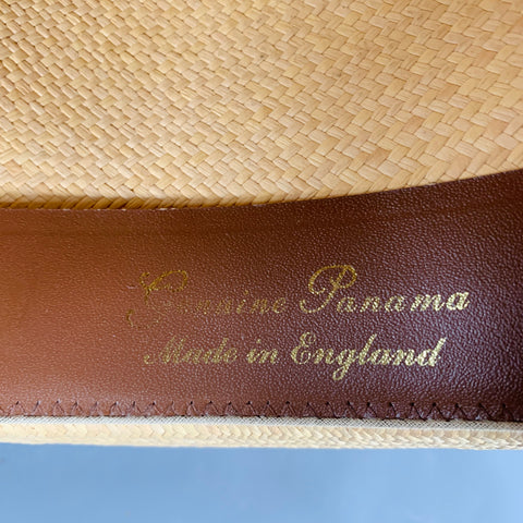 TURNBULL & ASSER Size XL Beige Green Red Woven Straw Panama Hat