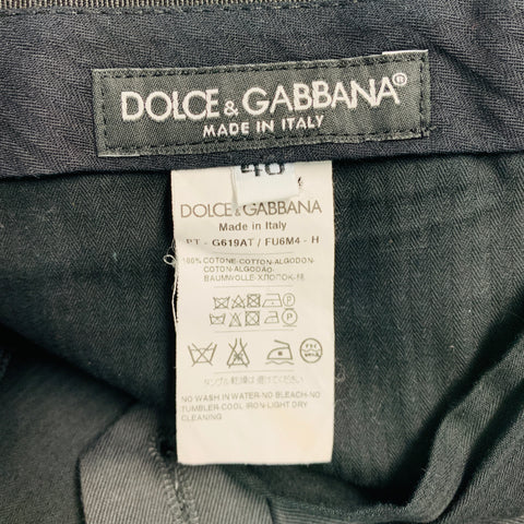 DOLCE & GABBANA Size 32 Black Solid Cotton Tuxedo Dress Pants