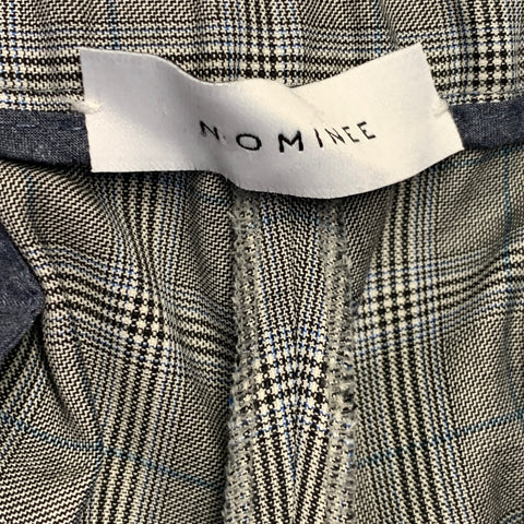 NOMINEE Size 32 Grey Blue Glenplaid Virgin Wool Pleated Casual Pants