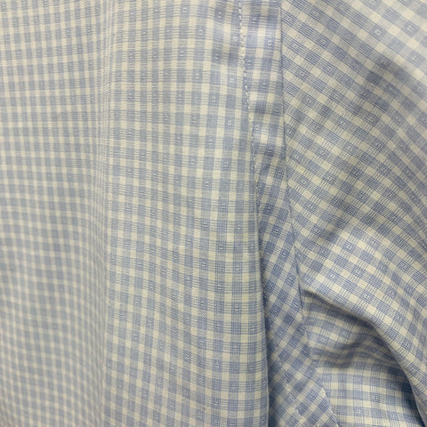 ETON Size S Light Blue White Checkered Cotton Spread Collar Long Sleeve Shirt