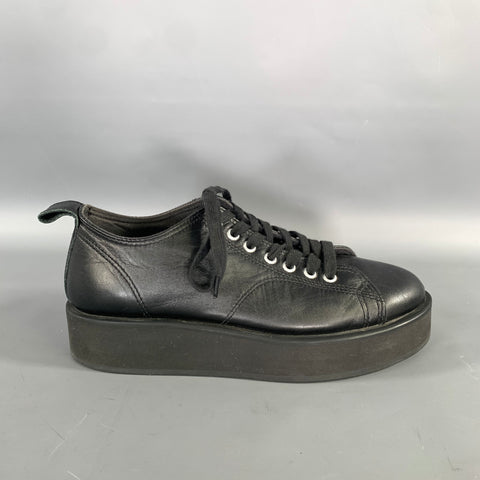 COMME des GARCONS Size 7 Black Leather Platform Sneakers