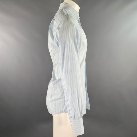 GUCCI Size S Blue Stripe Cotton Button Up Long Sleeve Shirt