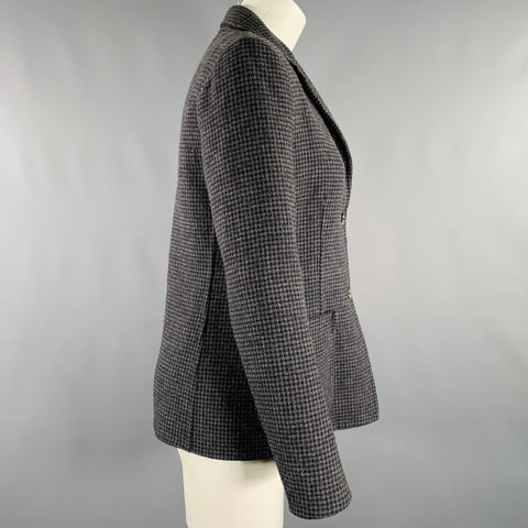 MICHAEL KORS Size 8 Grey Navy Houndstooth Virgin Wool Cashmere Jacket