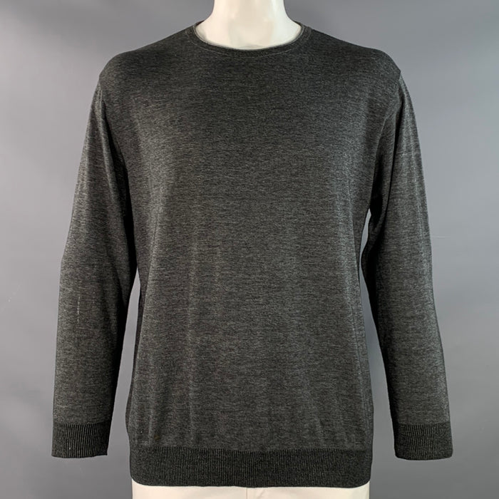 ERMENEGILDO ZEGNA Size L Grey Black Cotton Crew Neck Pullover