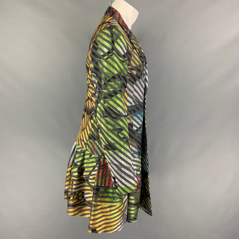 COMME des GARCONS HOMME PLUS Size M Multi-Color Stripe Wool Flared Coat