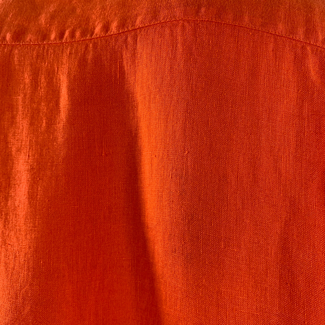 VILEBREQUIN Size XL Orange Linen One Pocket Long Sleeve Shirt