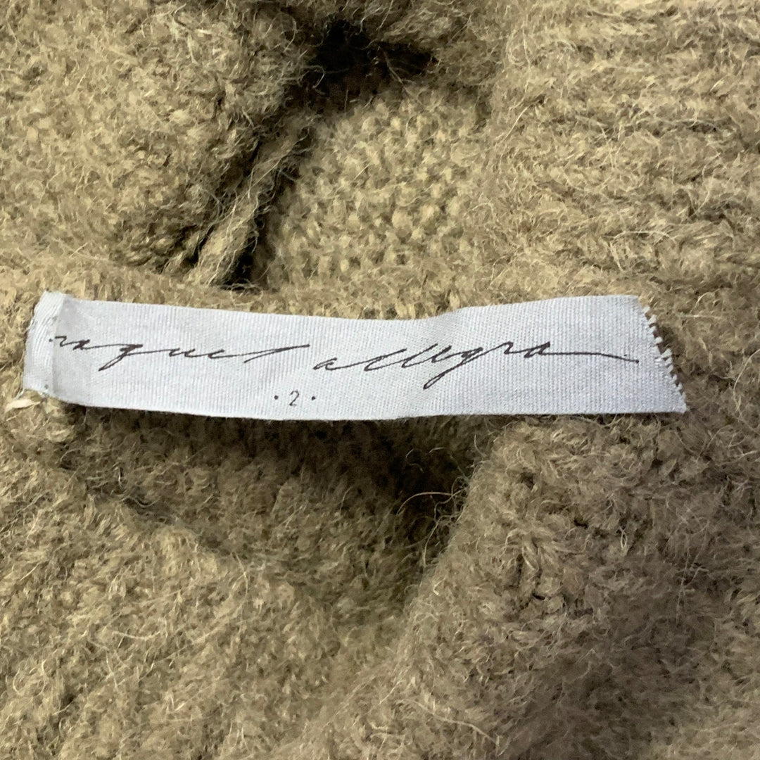 RAQUEL ALLEGRA Size 2 Green White Yellow Alpaca Blend Knit Eye Chain Sweater