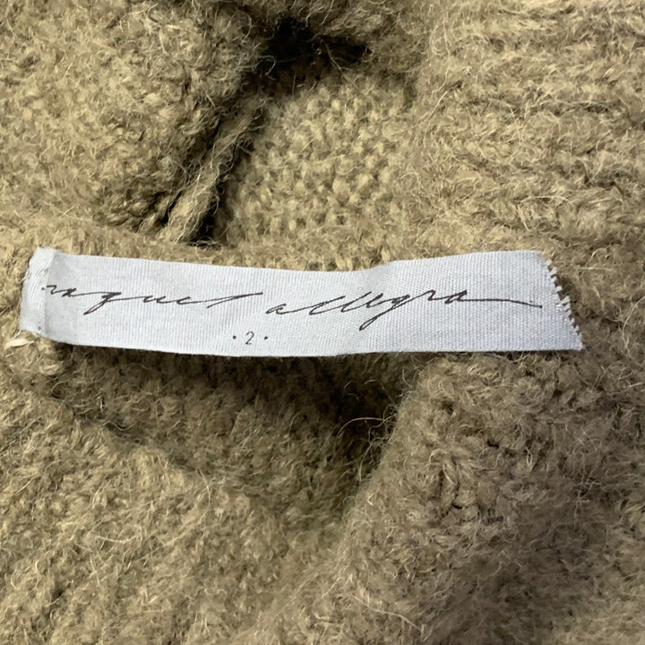 RAQUEL ALLEGRA Size 2 Green White Yellow Alpaca Blend Knit Eye Chain Sweater