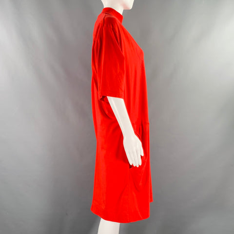 VIVIENNE WESTWOOD Size M Red Cotton Graphic Side Buttons Cathedral T-Shirt Dress