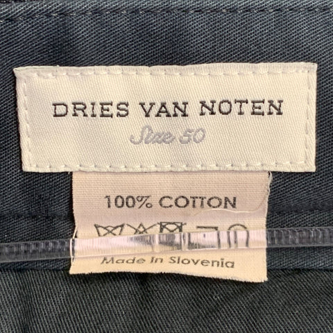 DRIES VAN NOTEN Size 34 Navy Twill Cotton Tapered Dress Pants