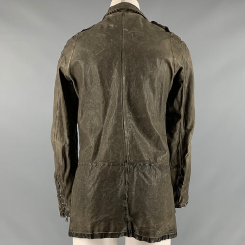GIORGIO BRATO Taille 6 Veste zippée en cuir gris en détresse