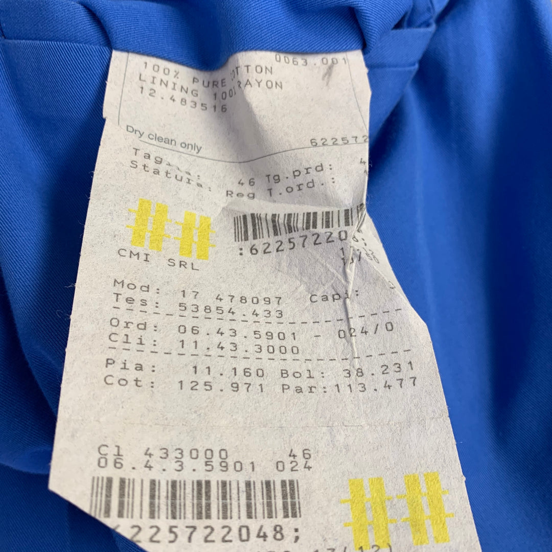 CALVIN KLEIN COLLECTION Size 31 Blue Cotton Flat Front Dress Pants