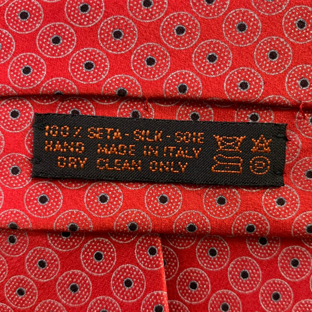 DOLCEPUNTA  Red Grey Polka Dot Silk Tie