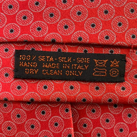 DOLCEPUNTA  Red Grey Polka Dot Silk Tie