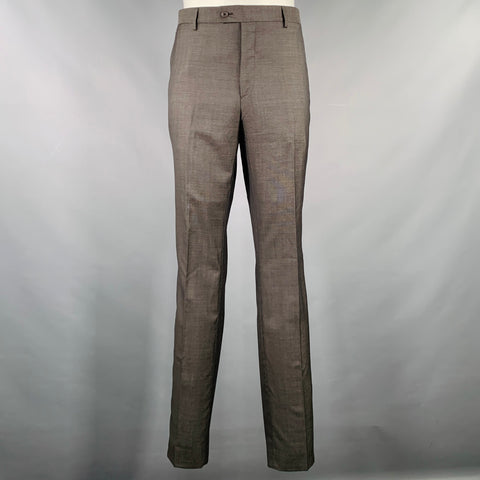 JOHN VARVATOS Size 40 Grey Charcoal Nailhead Wool Single Breasted Suit