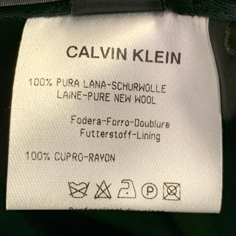CALVIN KLEIN COLLECTION Size 32 Charcoal Grid Wool Flat Front Dress Pants