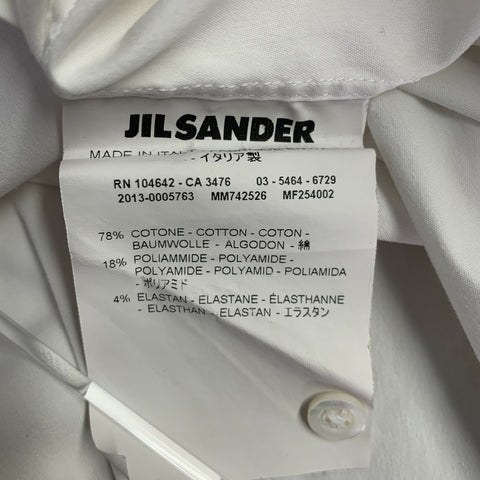 JIL SANDER Size 42 White Cotton Blend 3/4 Sleeves Long Sleeve Shirt