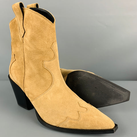 AEYDE Botas occidentales de ante beige talla 10