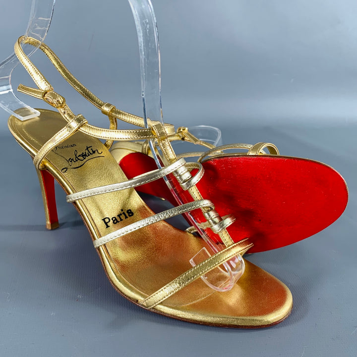 CHRISTIAN LOUBOUTIN Size 6 Gold Leather Strappy Sandals