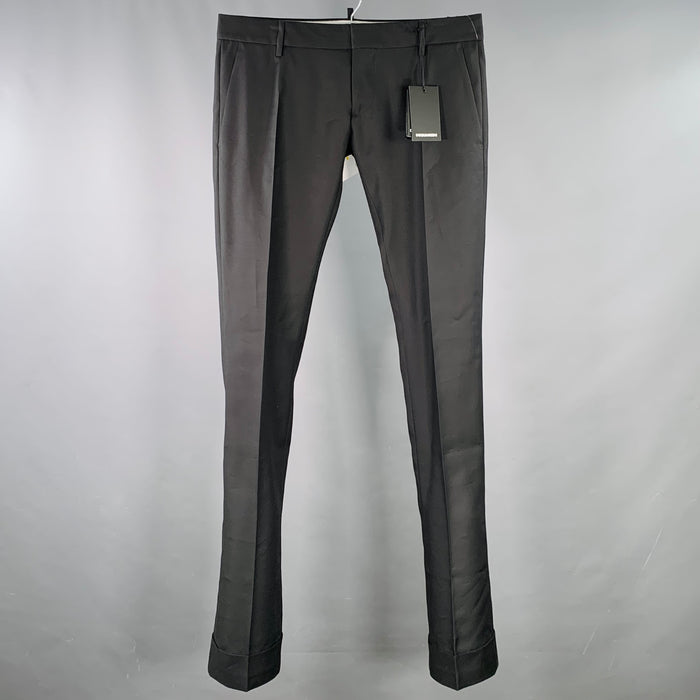 DSQUARED2 Size 36 Black Wool Silk Cuffed Dress Pants