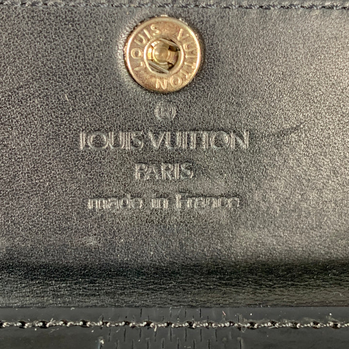 LOUIS VUITTON Black Damier Embossed Patent Leather Wallet