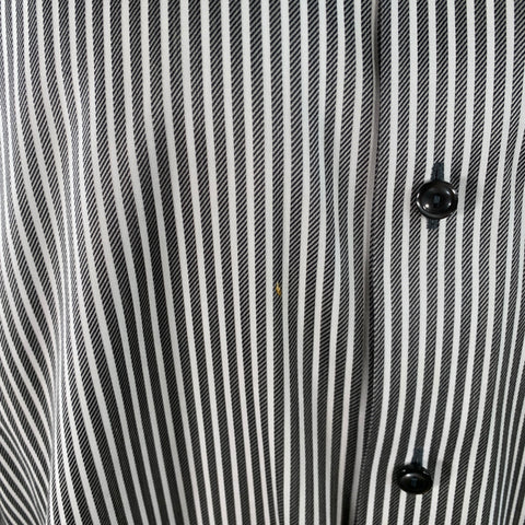 ETON Size M Grey White Stripe Cotton Curved Cutaway Long Sleeve Shirt
