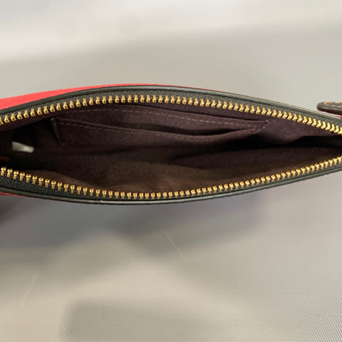COACH HOL2020 Red Black C1174 Mickey Pebble Grain Leather Wallet