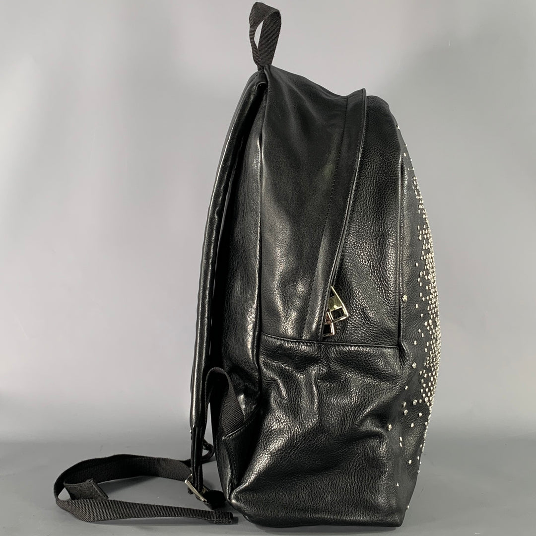 ALEXANDER MCQUEEN Black Silver Skull Leather Backpack Bags