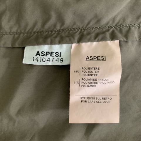 ASPESI Chest Size M Green Olive Solid Polyester Blend Notch Lapel Sport Coat