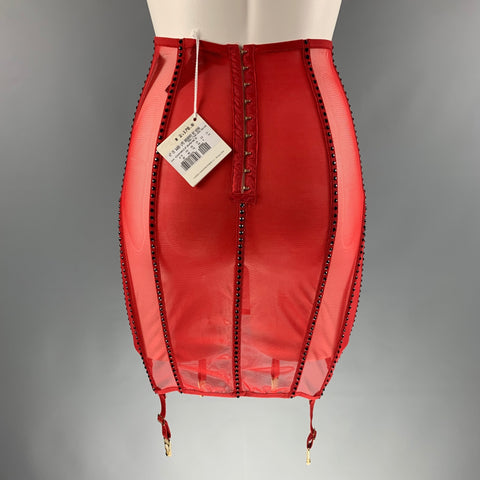 LA PERLA Taille S Jupe Corset en Maille Mélange Polyamide Rouge