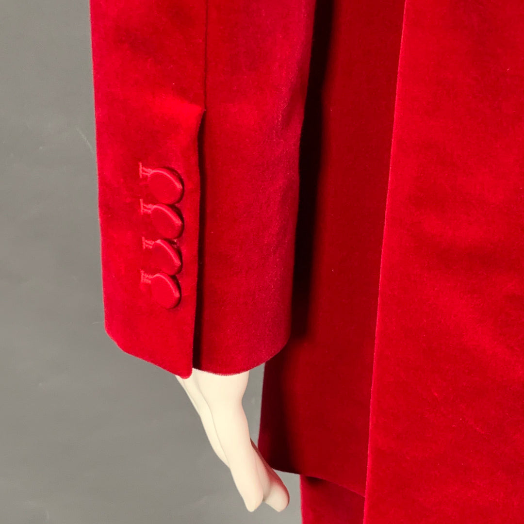A.L.C. Size 6 Raspberry Red Velvet Peak Lapel Double Breasted Pantsuit