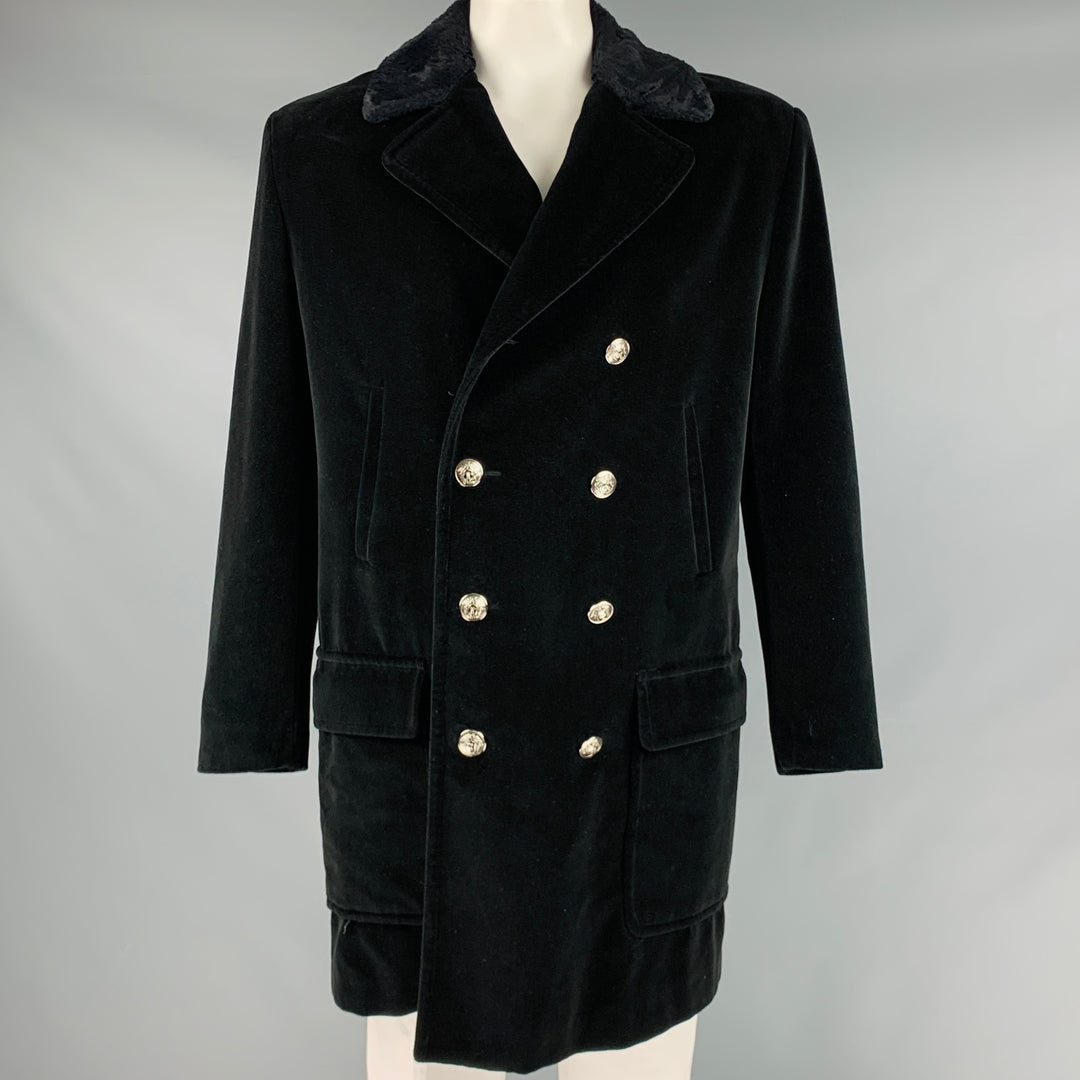 VERSACE JEANS COUTURE Size L Black Velvet Cotton Coat