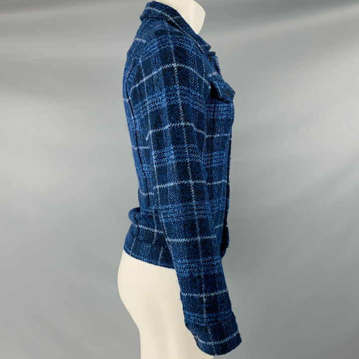 SCOTCH AND SODA Size S Navy Blue Plaid Acrylic Cotton Jacket