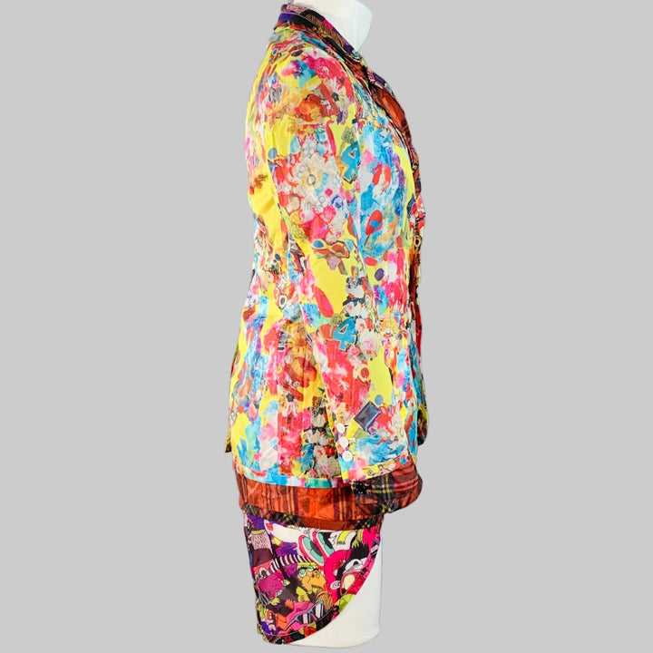 COMME des GARCONS HOMME PLUS SS14 Size S Multi Color Polyester Layered Notch Lapel Jacket