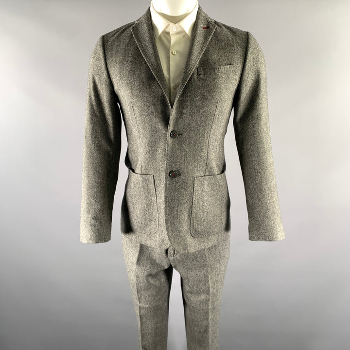 TED BAKER Size 36 Grey Black Marled Wool Polyester Suit